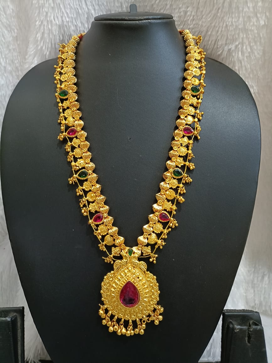 Royal Padmavati Antique Temple Long Necklace Royal Padmavati Antique Temple Long Necklace - Image 1