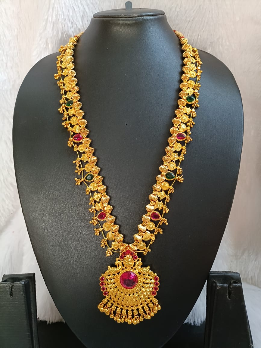 Royal Vaibhavi Antique Temple Long Necklace Royal Vaibhavi Antique Temple Long Necklace - Image 1