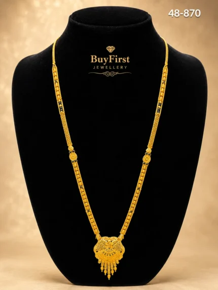 1 Gram Jewellery Traditional Floral Teardrop Long Mangalsutra