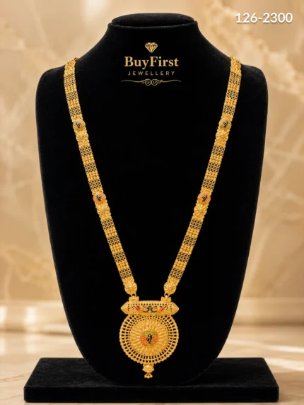 Premium 1 Gram Jewellery Peacock Motif Pendant Long Mangalsutra Gold Plated